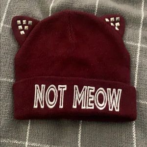 “Not Meow” Burgundy Beanie w/ Studded Ears